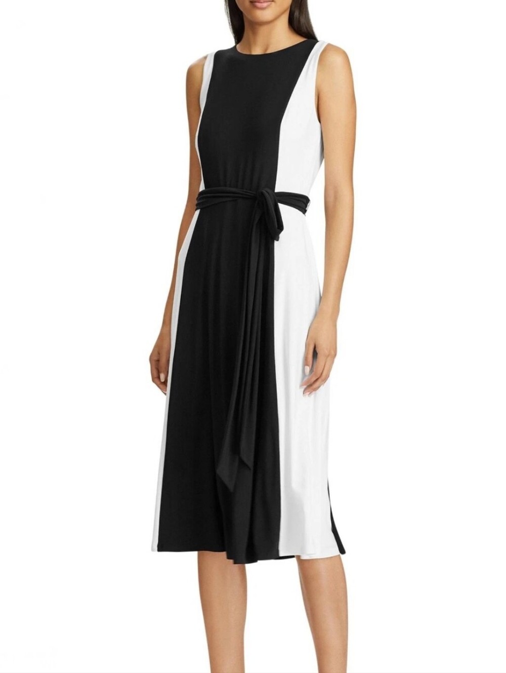 Lauren Ralph Lauren Dress Black White Colorblock Dress Slimming Jersey